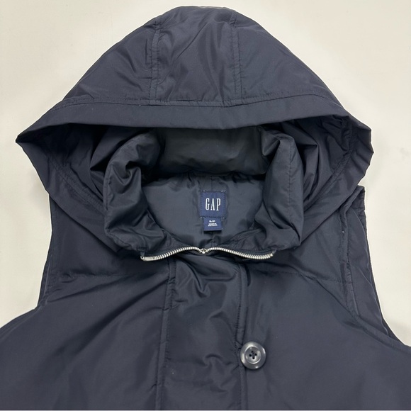 Gap navy down hooded vest Small navy zip & button front Quilted puffer womens - Picture 5 of 10